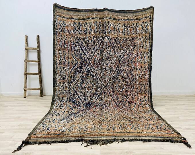 Vintage bohemian Rug Faded rug livingroom rug  home decor wool rug 9.2 x 6 FT