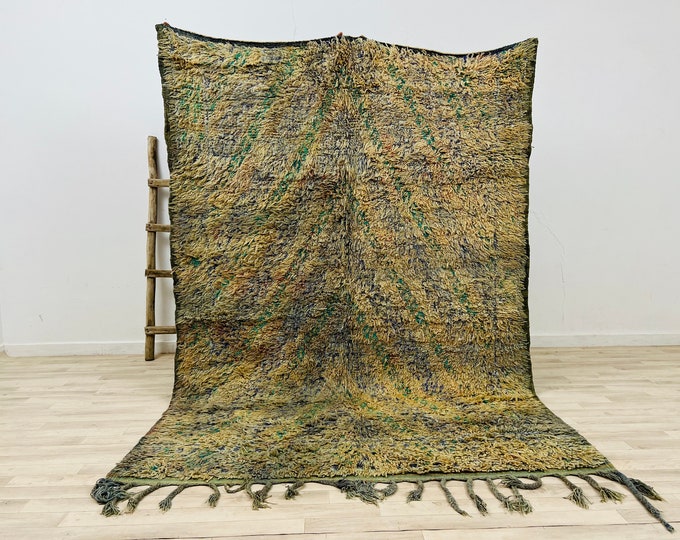 Amazing Rug For Livingroom-Moroccan Faded Green Rug-Tribal Wool Rug-Berber Style Rug 8.4 x 5.9 Feet FRRE SHIPPING