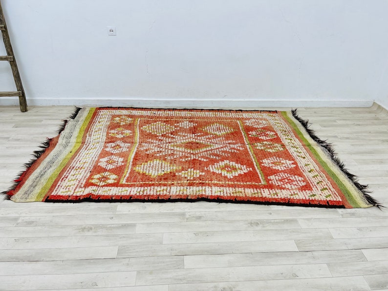 7.4'x 4.9'Marroquí Vintage Tribal Alfombra Bereber Diseño Geométrico Envío gratis imagen 5