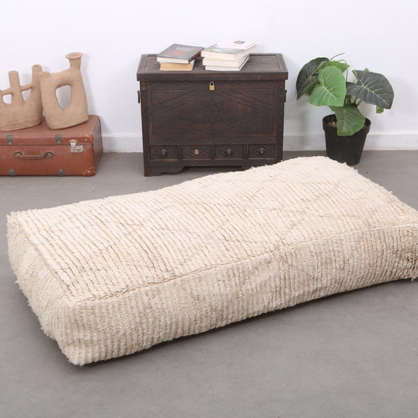 Moroccan  pouf- Arabic sofa cover-Ottoman floor cushion-Handmade wool pouf-Home decor poof-Berber wool pouf 48" 24" 8"
