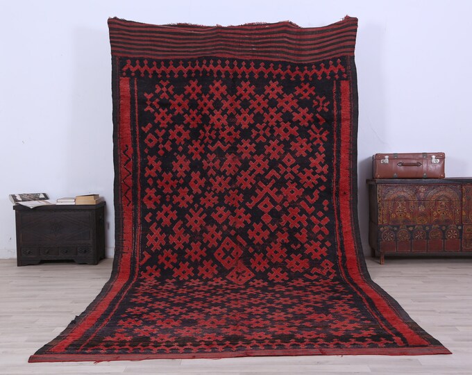 Large Moroccan Rug,Berber Wool Rug,Vintage Area Rug,Authentic Rug,Boho Berber Rug 10.9x 5.6 FEET