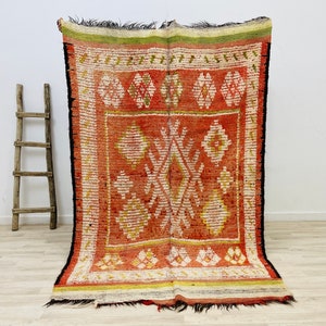 7.4'x 4.9'Moroccan Vintage Tribal Rug Berber Geometric Design Free shipping