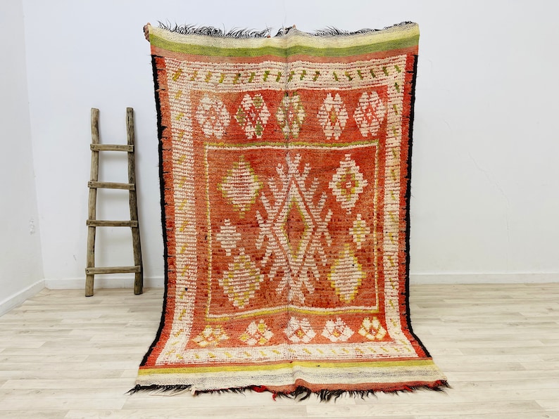 7.4'x 4.9'Marroquí Vintage Tribal Alfombra Bereber Diseño Geométrico Envío gratis imagen 1
