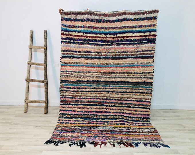 colorful rug Boho rug Moroccan style rug tribal rug moroccan boucherouite rug 7x4.5Ft/216x140cm freeshipping