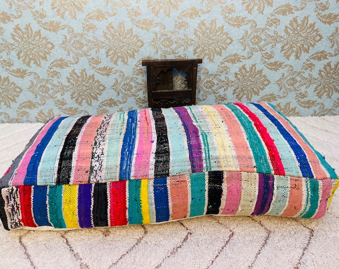Rectangulare floor cushion vintage floor pouf ottoman pouffe 48" x 24" x 8" FREE SHIPPING