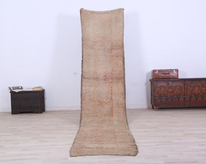 Faded Runner Rug Moroccan Vintage Rug 11.8x2.4 Feet Entryway rug Morocco teppich Freeshipping