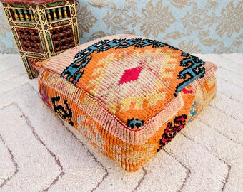 Amazing colorful floor cushions berber poufs stool covers ottoman 24&quot; 24&quot; 8&quot; Inches