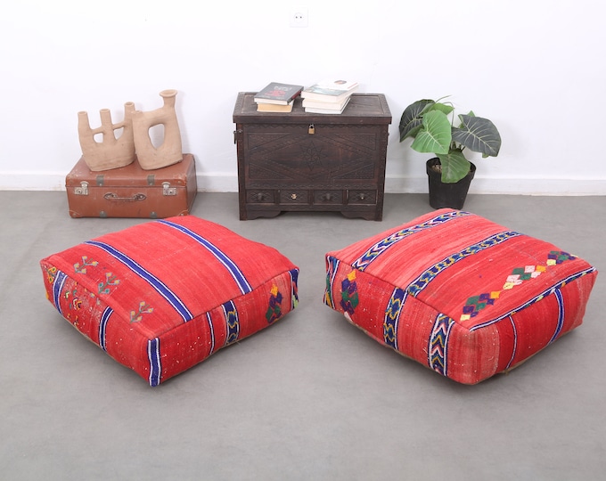 Sqorae floor poufs,square ottoman pouf,berber pouffe 24" 24" 8" Inches