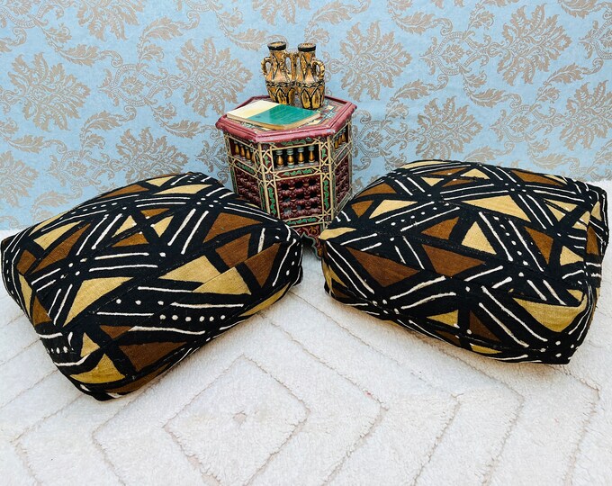 30% off Mudcloth Floor Cushion,Mudchloth pouf cover,African Fabric pouf  24" 24" 8" Inches
