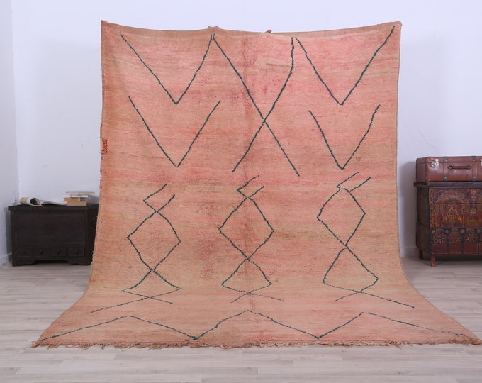 Large Moroccan Rug,Berber Wool Rug,Vintage Area Rug,Authentic Rug,Boho Berber Rug 9.5x 6.8 FEET