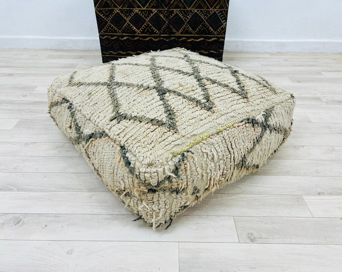 Moroccan wool pouf floor ottoman cushion pillow vintage pouf home decor pouf 24" 24" 8"