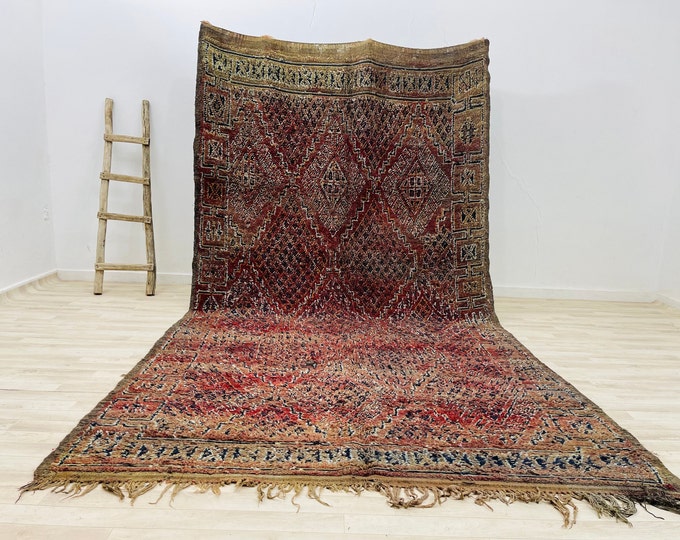 Vintage Bohomian Rug 11'6 x 6'4 FT,Large Moroccan Rug,Antique Berber Rug,Livingroom Rug 6x11
