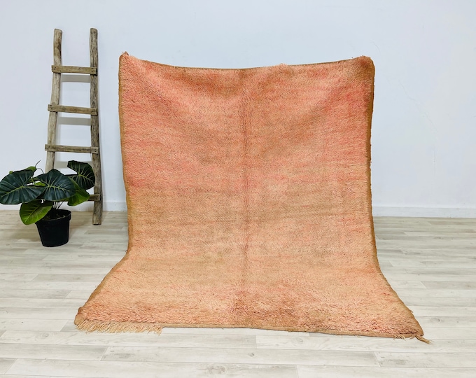 Vintage Moroccan Berber Rug 5.8 x 4.7 FT-Area Rug-Handmade Wool Rug-Faded Pink Rug 5x4
