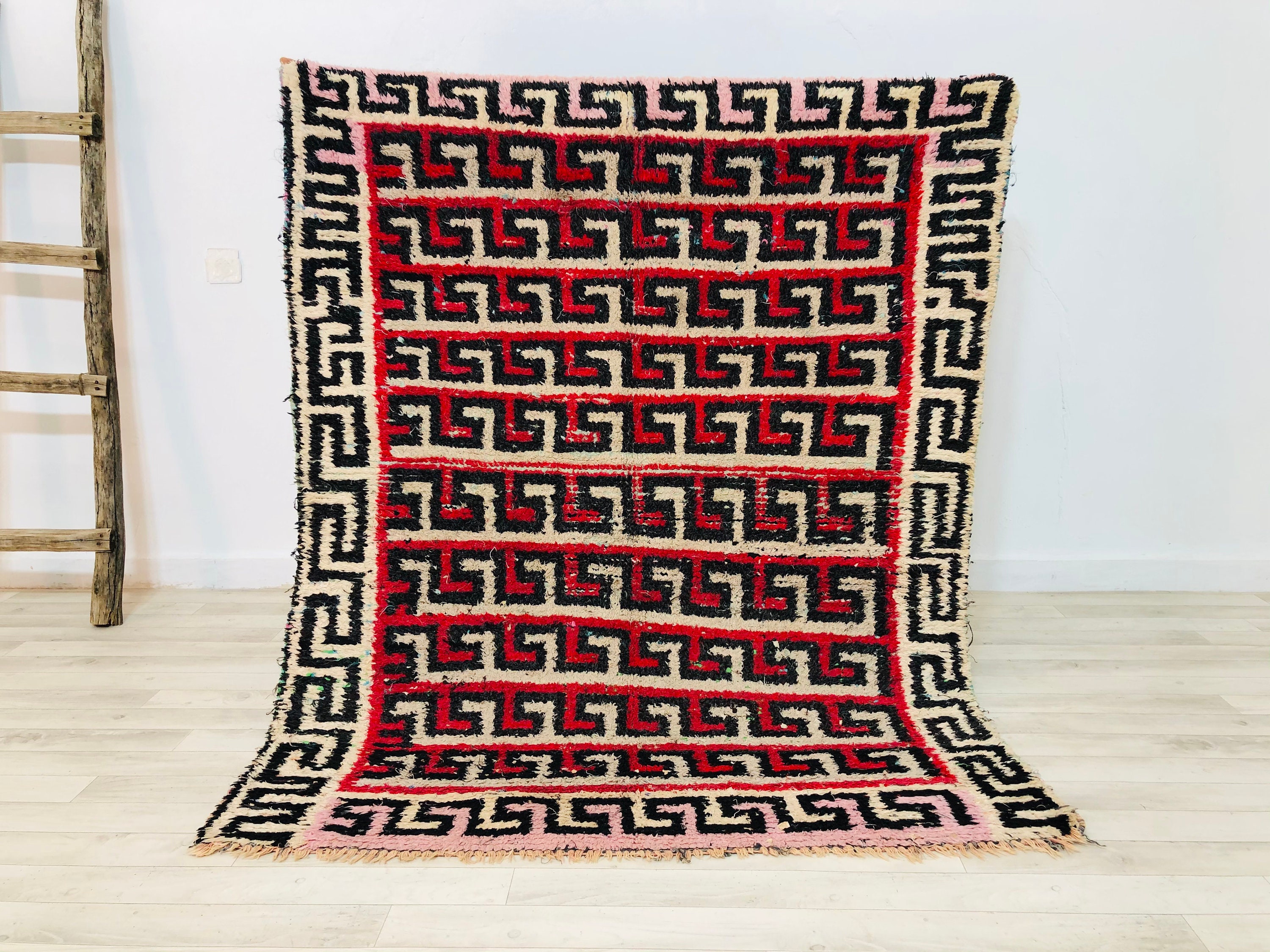 Boucherouite Moroccan 5x4Ft/157x124cm|Luxury Rug|Berber Rug|Boho Rug|Vintage Rag Rug|Freeshipping