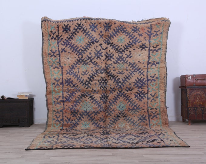 Large Moroccan Rug,Berber Wool Rug,Vintage Area Rug,Authentic Rug,Boho Berber Rug 9.6x 6.4 FEET