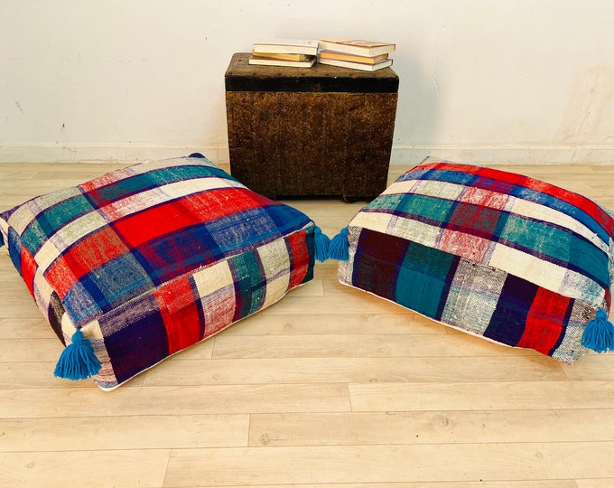 Moroccan Floor cushion-Bohemian Decorative Pouf-Square Floor Pouf-Ottoman Footstool 24" x 24" 8"