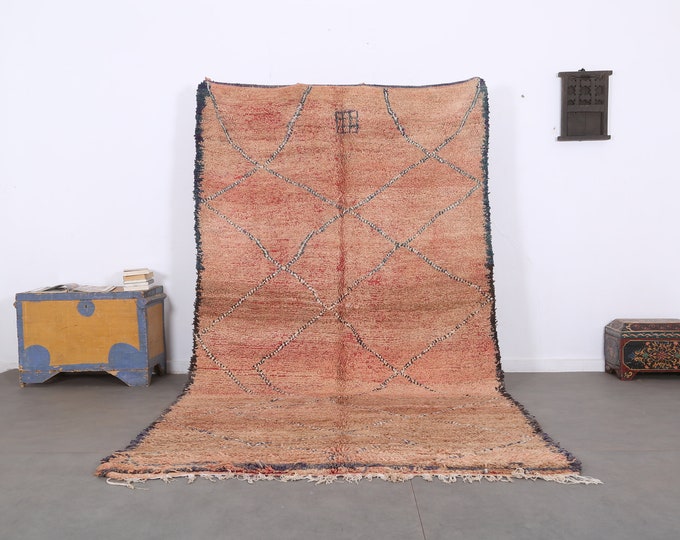 Berber-Unique rug,Moroccan area rug,Genuine wool rug-Faded pink rug 10.8ft x 6ft