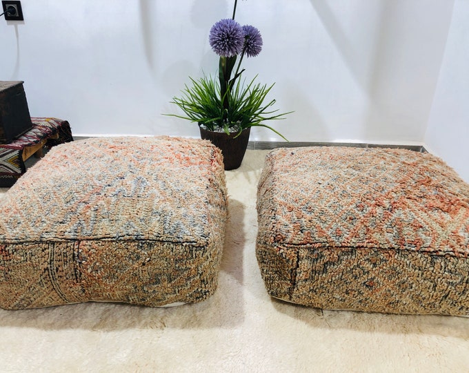 Berber rug pouf interior decorating stool ottoman chair vintage cushion24"24"8" freeshipping