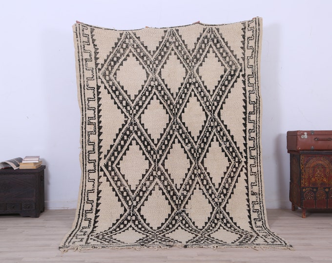 Vintage Moroccan Rug-Berber Wool Rug-Genuine Wool Rug-Area Rug 7.6 x 5.5 FT-FREE SHIPPING