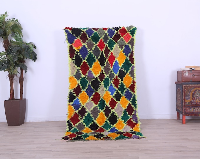 Moroccan colorful rug, rugs for living room, area rug, vintage persian rug,7.2x3.5FT
