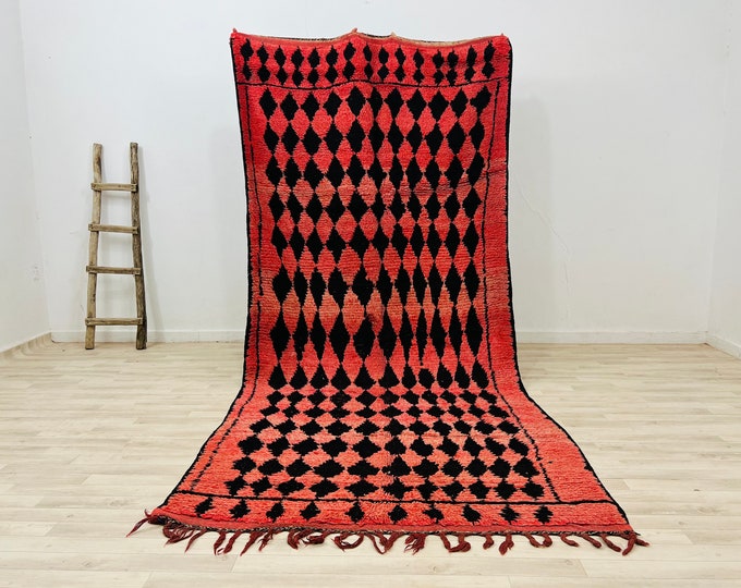 5 x11 Amazing Vintage Red and Black Rug,Bohemian Decor Rug,Berber Style Rug,Free shipping