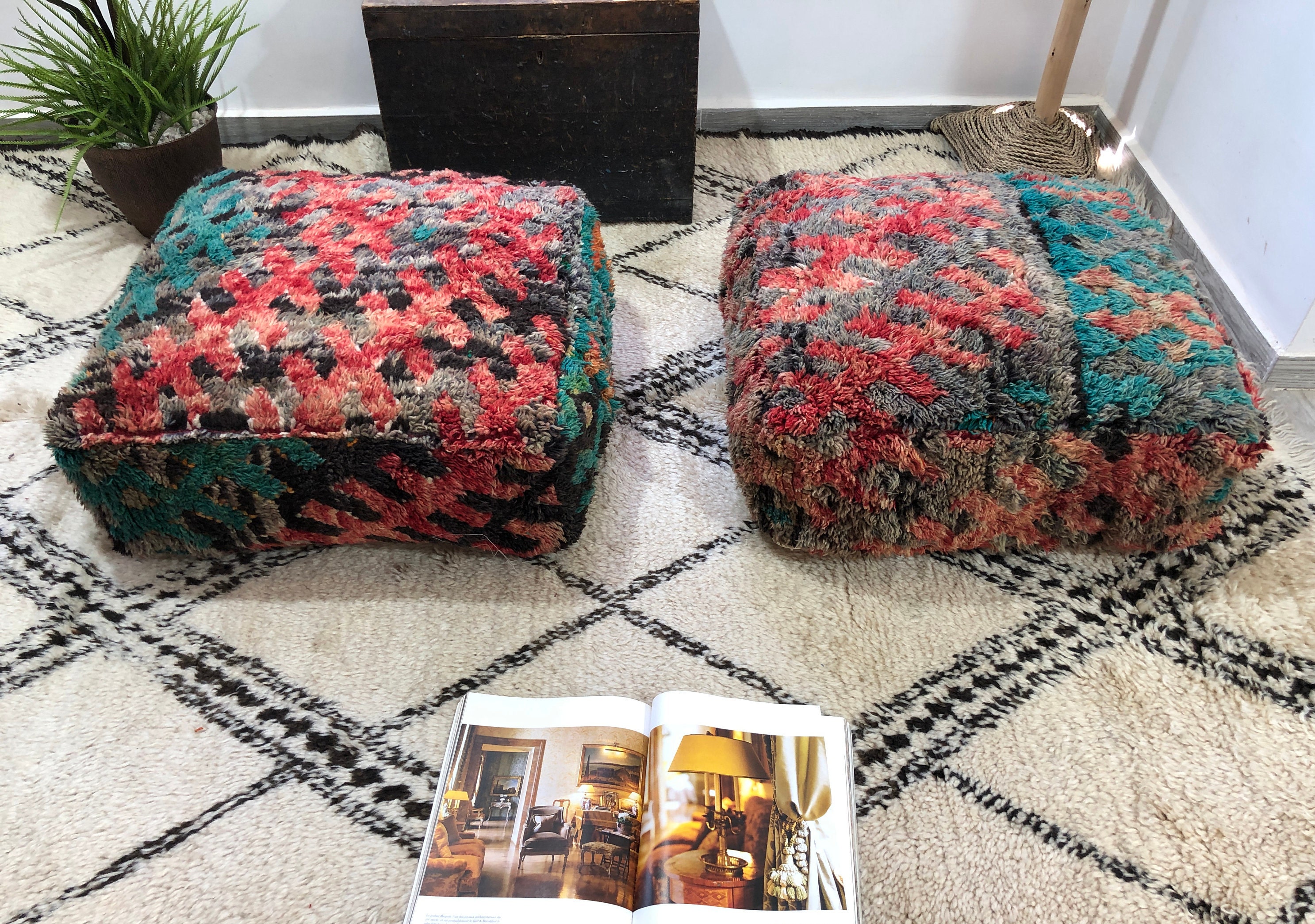 Floor Cushion_Moroccan Pouf_Foot Stool_Ottoman Cushion 24248Freeshipping