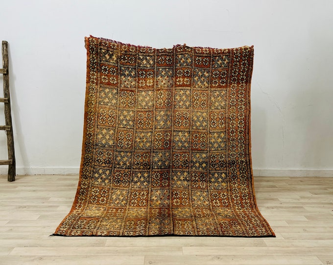 Traditional handmade rug,berber area rug,old vintage rug,natural wool rug 4.8ft x 4.7ft