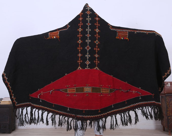 Vintage Hooded Cloak traditional wool cape"Akhnif Cape" Moroccan style cloak berber burnous wool Freeshipping