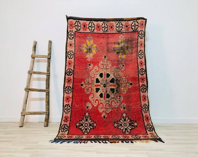 Fabulous red light rug Eclectic carpet for home decor from Morocco 6.6x4 Feet berber rug/Anti-Atlas free shipping