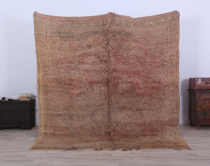 Large Moroccan Rug,Berber Wool Rug,Vintage Area Rug,Authentic Rug,Boho Berber Rug 7.4x 6.8 FEET