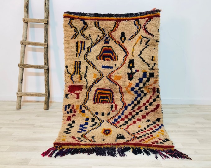 Azilal vintage rug,Bohemain rug,checkered pink rug,Ready to use about 1980's,Tapis berber,Teppich,FREESHIPPING