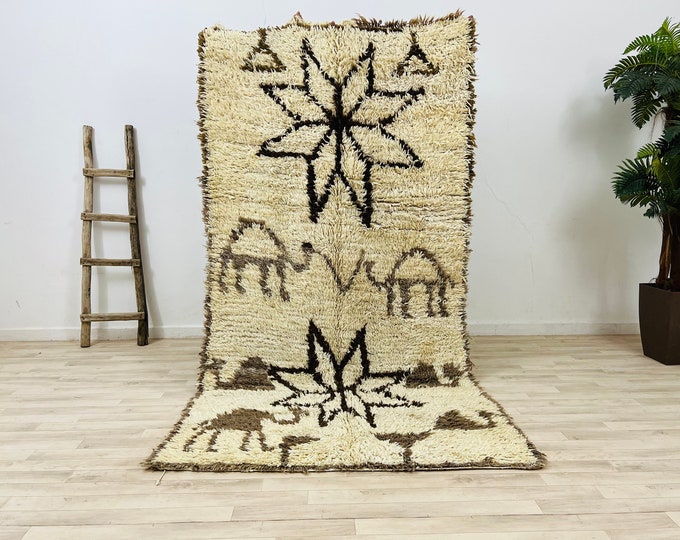 Geometric vintage rug,Black and white rug,Area rug,Old handmade rug 8.5ft x 4.4ft