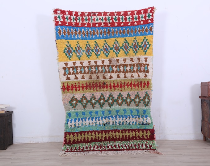 Moroccan Boucherouite rug Berber Rug Handmade Rug Recycled Rug 6.1 x 3.9 FT