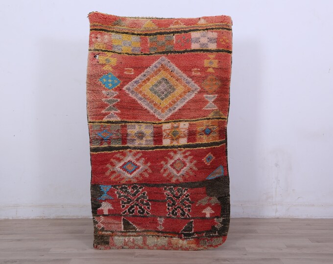 Moroccan Rug Small Vintage Rug Old Soft Wool Rug 4 x 2.4 FEET