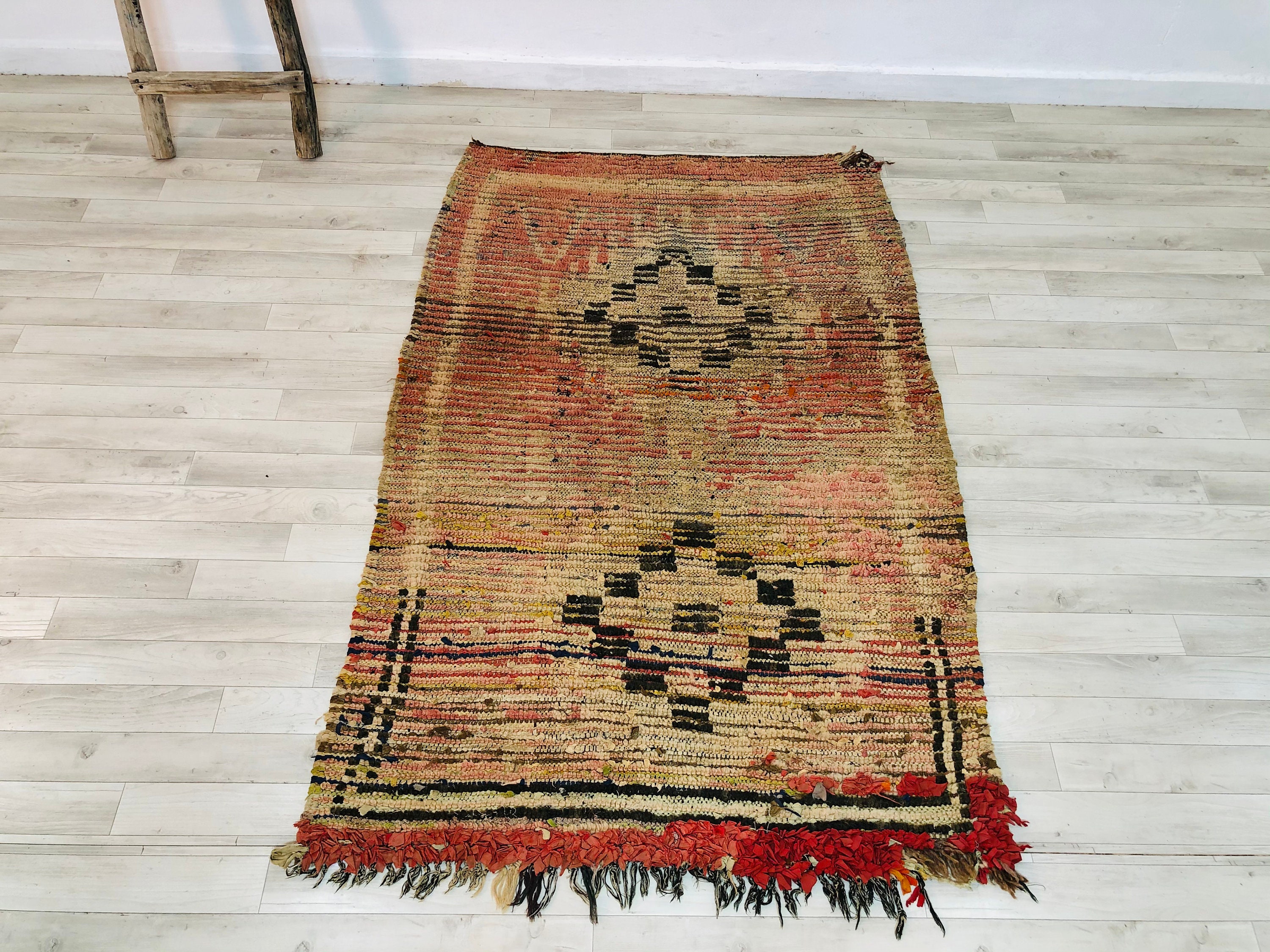 Vintage-Morocco Rug Organic Berber About's 1980 5.7x3.7 Feet-Ak124