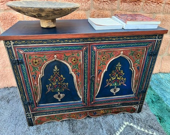 Moroccan traditional wooden Cabinet,Berber design Trunk,painted wooden box 35.4" H x 27.5" W x 15" D /gift wrapping