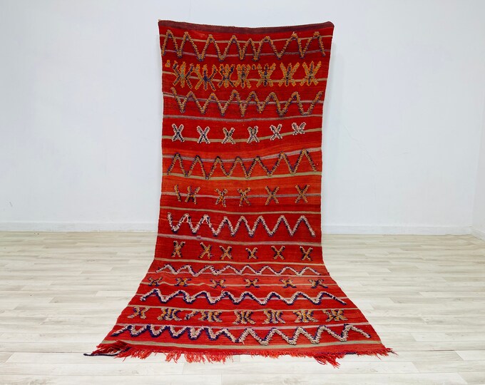 10x4 Rug,Kilim rug,Bohemian kilim rug-Area Kilim Rug-Stiped Rug-Wool Rug-Vintage Villagers rug