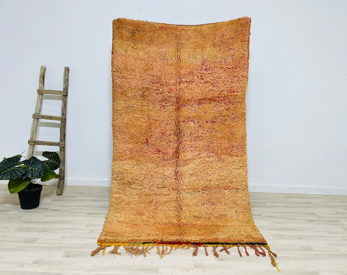 Moroccan Wool Rug 7.4 x 4 FT,Authentic Boho Rug,Knotted Wool Rug,Rehmna Tribal Rug