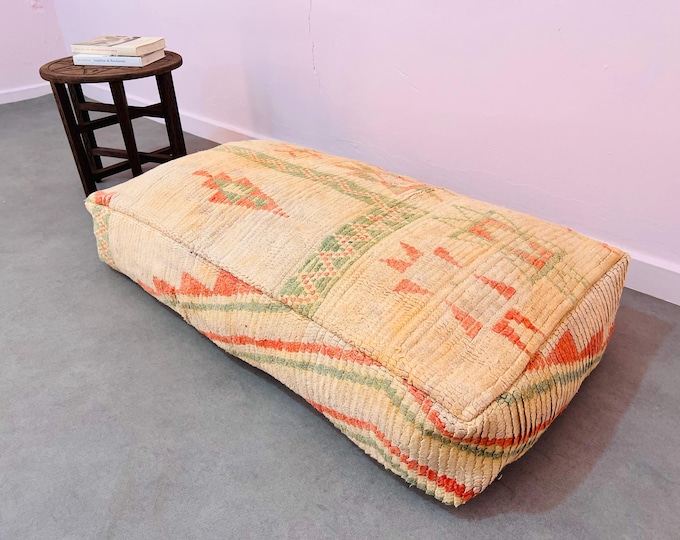 Moroccan floor pouf,faded color pouf,vintage floor couch 48" 24" 8"