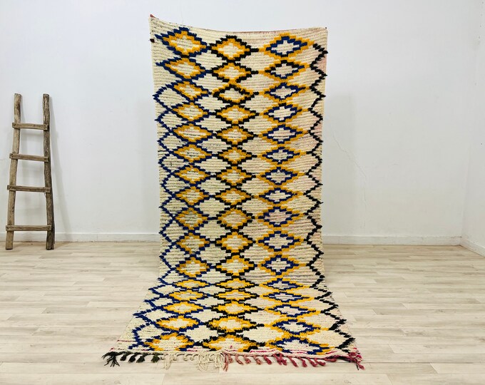 MOroccan geometric rug,boujaad rug,handmade carpet,contemporary wool rug 9ft x 4ft
