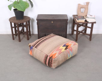 Vintage floor cushion,wool pouf, Moroccan pouf, home decor pouf 24" 24" 8"