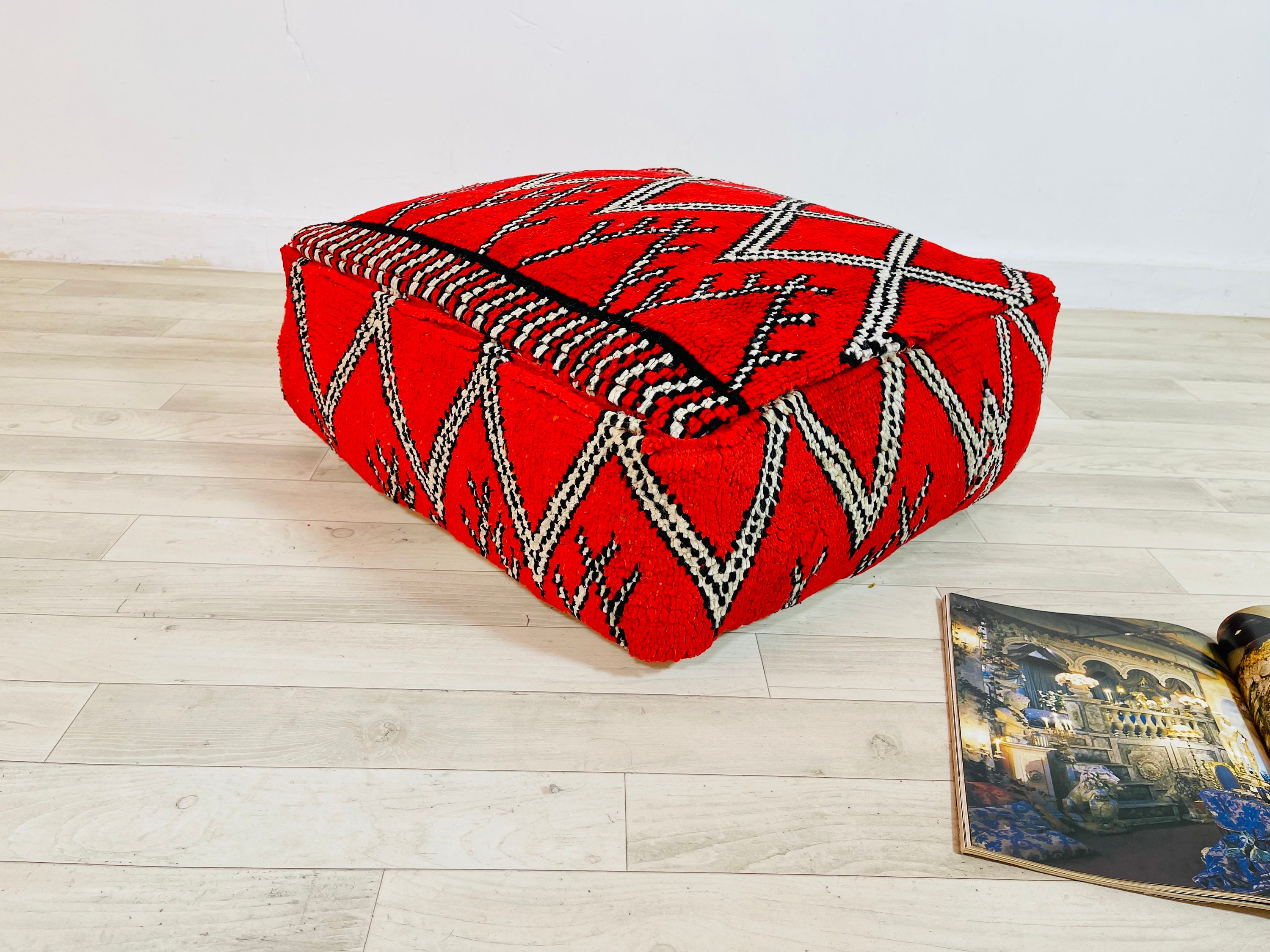 Floor Pillow_Bohemian Living Room Furniture_Ottoman Chair_Moroccan Pouf_Luxury Pouffe_24248