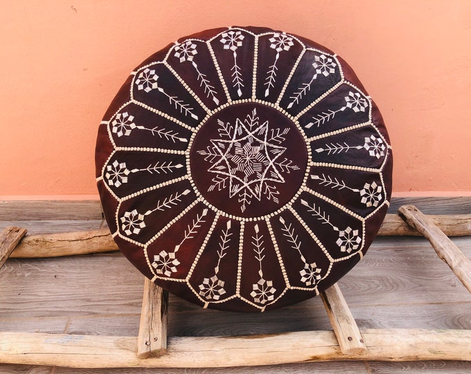 Moroccan leather pouf,ottoman foot stool,luxury pouf,home decor,Insert available,freeshipping