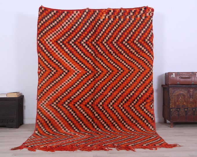 Moroccan Rug,Handmade Wool Rug,Berber Area Rug,Tribal Style Rug,Tippech Rug 7.8 x 5.5FEET