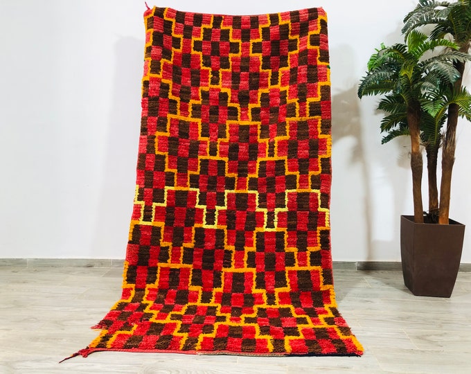 1980's Amazing Boucherouite rug from Morocco 7x4Feet Freeshipping