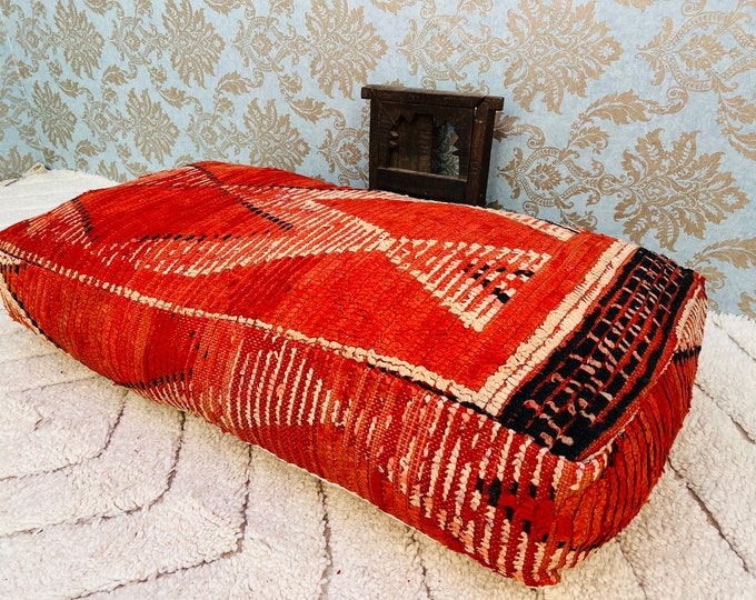 Large kilim pouf vintage floor pouf ottoman pouffe cushion cover 48" x 24" x 8" FREE SHIPPING