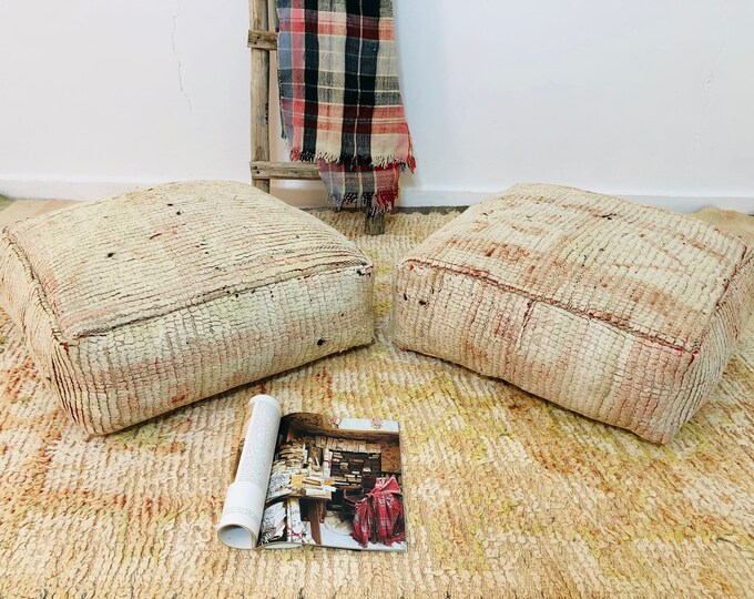Organic Floor Berber Pouf_Luxury Pouf_Floor cushion_Vintage berber pouf_24"24"8"_Freeshipping