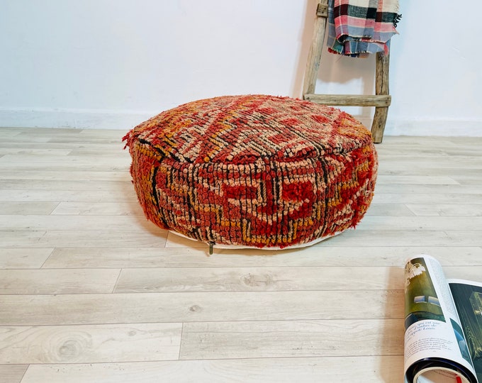 Handmade Vintage Floor Cushion Round Pouf Decorative Pillow 24x24x8Inch
