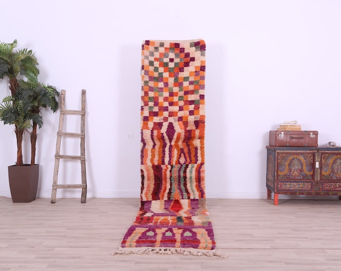 Moroccan rug,Colorful Rug,Entryway Rug,bohemian rug, azilal rug, woven rug,10.7x2.3FT
