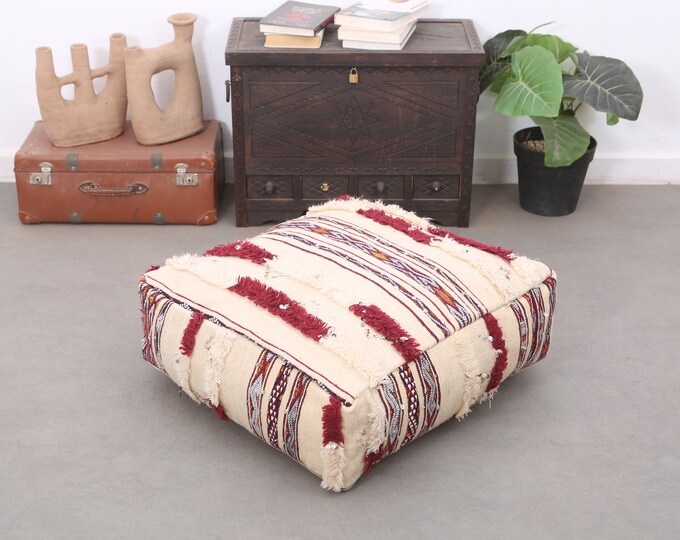Moroccan wool pouf floor ottoman cushion pillow vintage pouf home decor pouf 24" 24" 8"